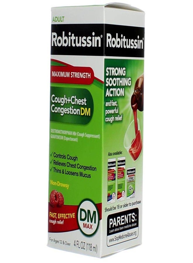 Robitussin Adult Cough+Chest Congestion DM Liquid Maximum Strength - 4 oz, Pack of 3 - Image 5